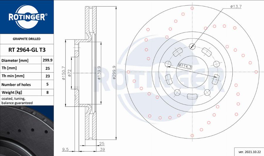 Rotinger RT 2964-GL T3 - Тормозной диск autosila-amz.com