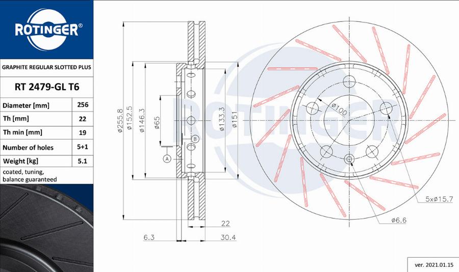 Rotinger RT 2479-GL T6 - Диск тормозной графитовый с насечками autosila-amz.com