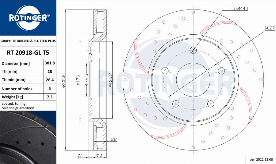 Rotinger RT 20918-GL T5 - Тормозной диск autosila-amz.com