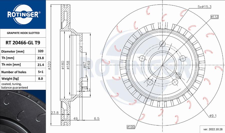 Rotinger RT 20466-GL T9 - Тормозной диск autosila-amz.com