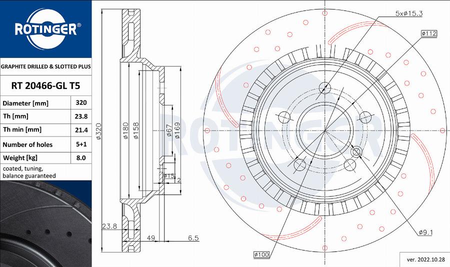 Rotinger RT 20466-GL T5 - Тормозной диск autosila-amz.com