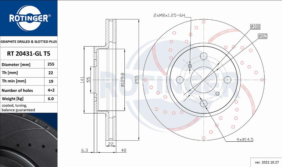 Rotinger RT 20431-GL T5 - Тормозной диск autosila-amz.com