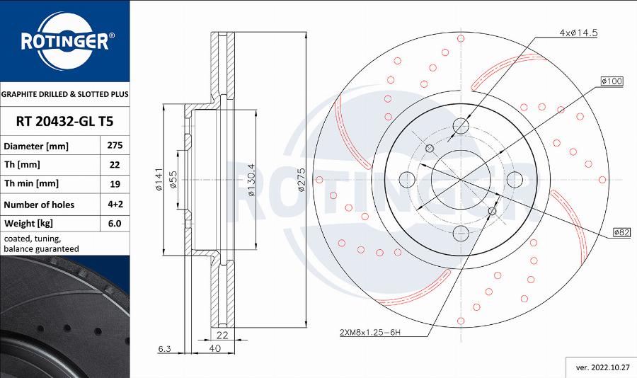 Rotinger RT 20432-GL T5 - Тормозной диск autosila-amz.com