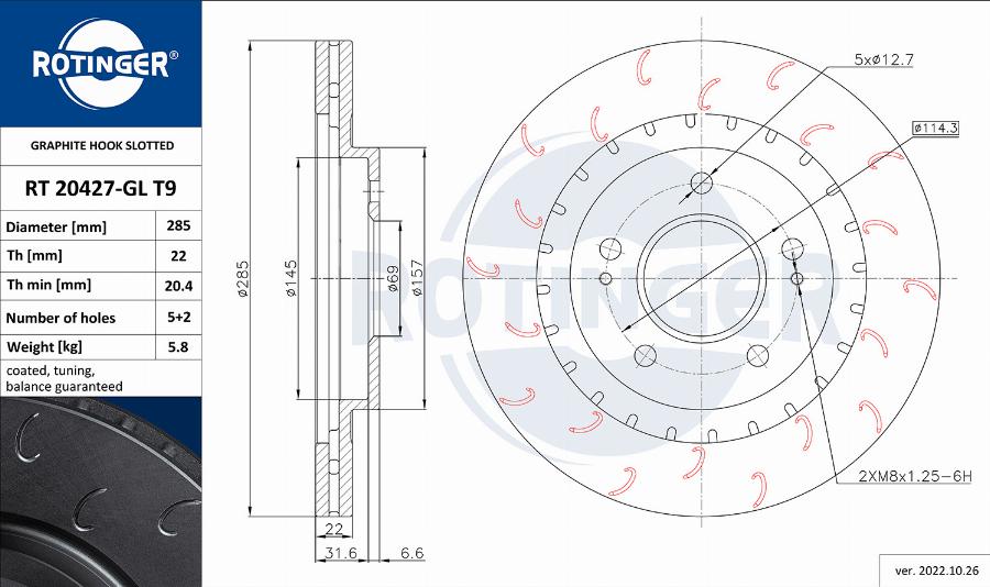 Rotinger RT 20427-GL T9 - Тормозной диск autosila-amz.com