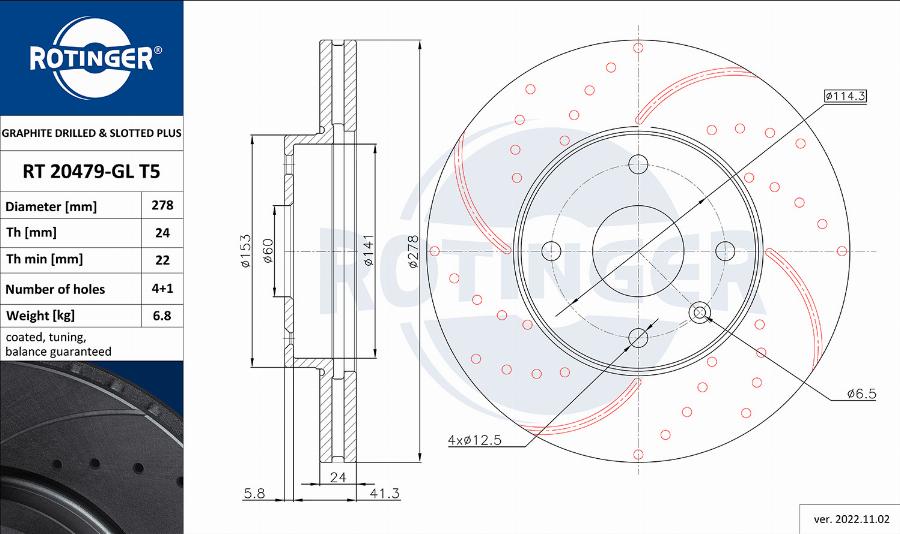 Rotinger RT 20479-GL T5 - Тормозной диск autosila-amz.com