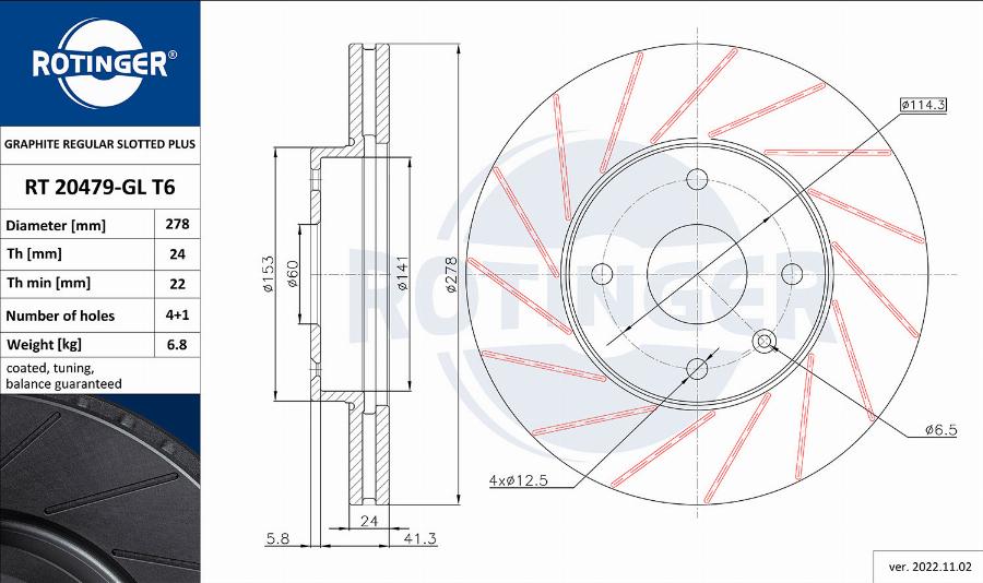 Rotinger RT 20479-GL T6 - Тормозной диск autosila-amz.com