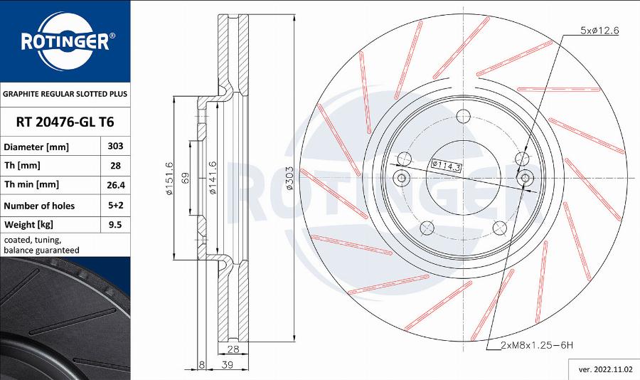 Rotinger RT 20476-GL T6 - Тормозной диск autosila-amz.com