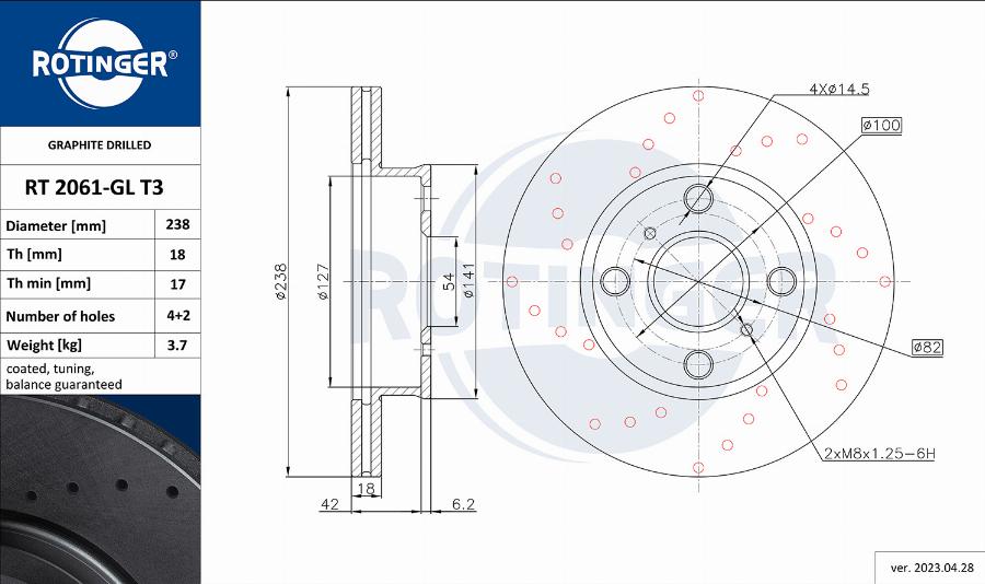 Rotinger RT 2061-GL T3 - Тормозной диск autosila-amz.com