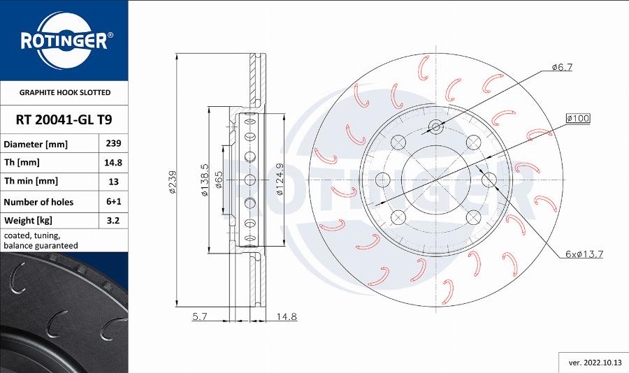 Rotinger RT 20041-GL T9 - Тормозной диск autosila-amz.com