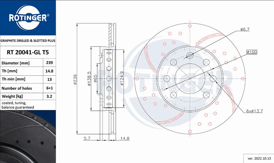 Rotinger RT 20041-GL T5 - Тормозной диск autosila-amz.com