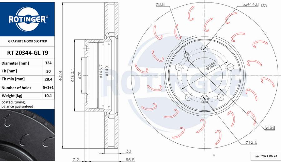 Rotinger RT 20050-GL T9 - Тормозной диск autosila-amz.com