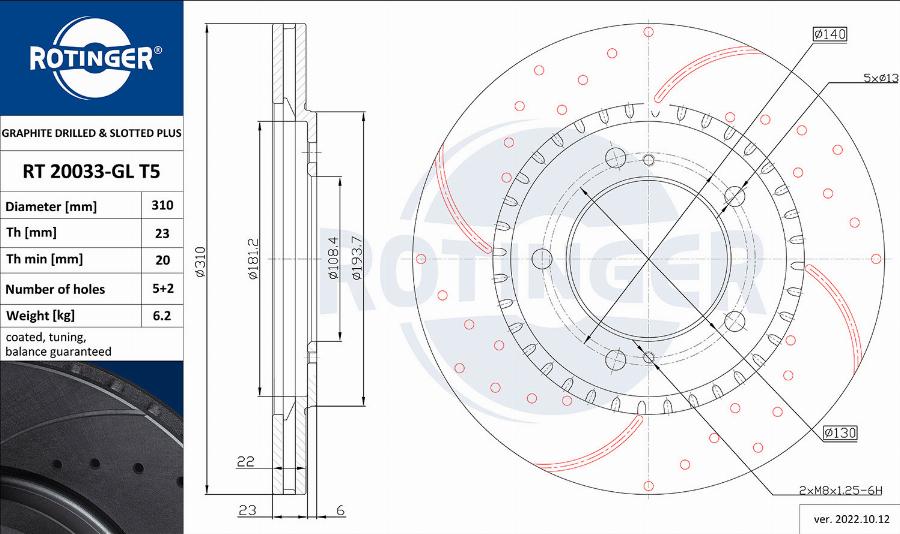 Rotinger RT 20033-GL T5 - Тормозной диск autosila-amz.com