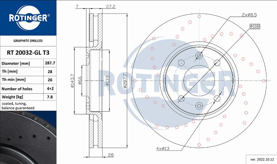 Rotinger RT 20032-GL T3 - Тормозной диск autosila-amz.com