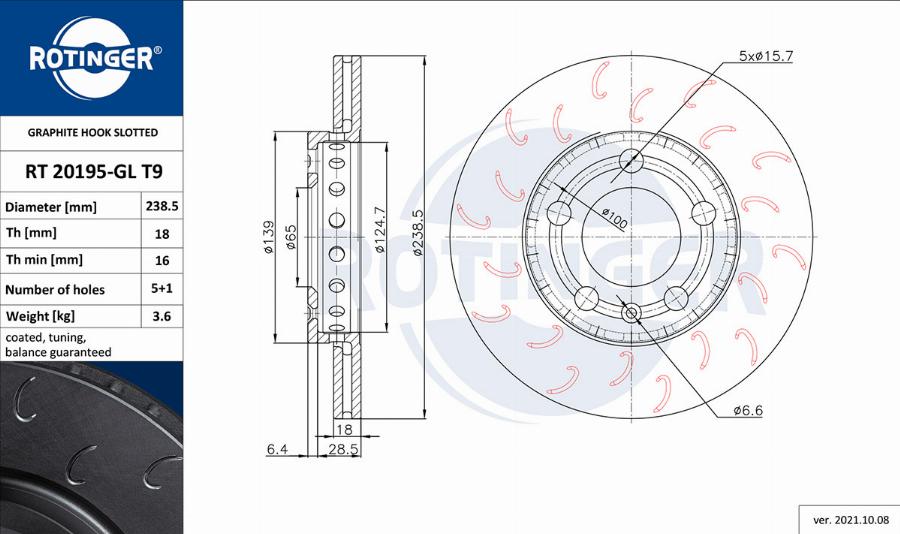 Rotinger RT 20195-GL T9 - Тормозной диск autosila-amz.com