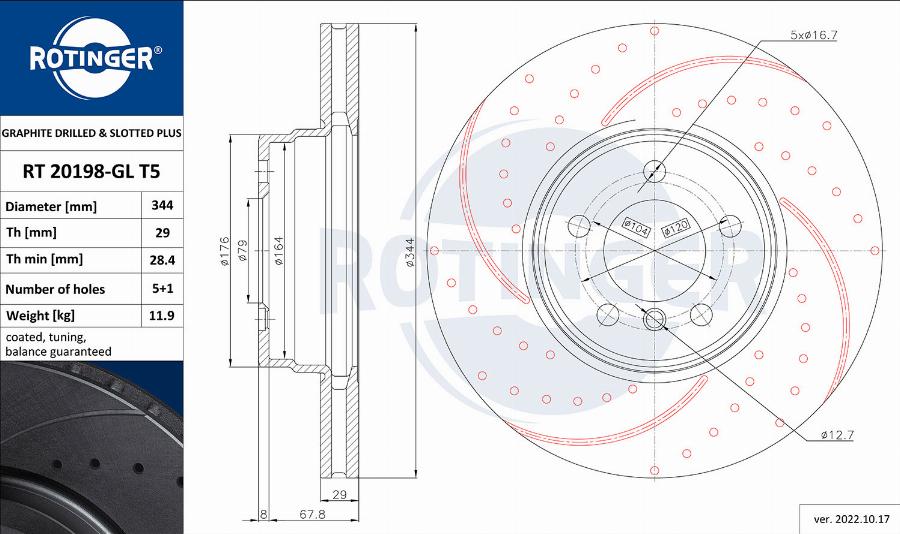 Rotinger RT 20198-GL T5 - Тормозной диск autosila-amz.com