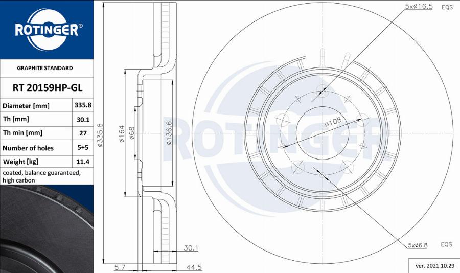 Rotinger RT 20159HP-GL - Тормозной диск autosila-amz.com