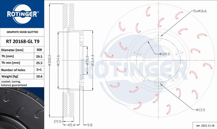 Rotinger RT 20168-GL T9 - Тормозной диск autosila-amz.com