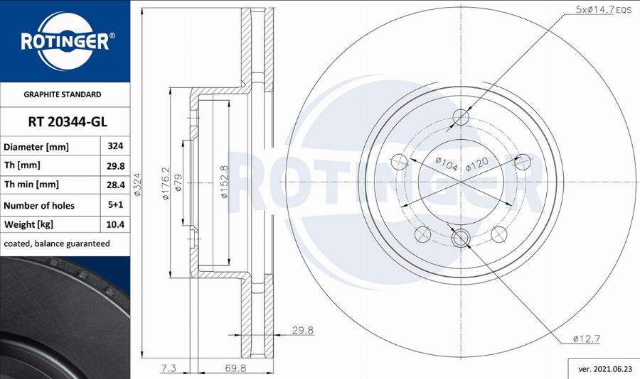 Rotinger RT 20344-GL - Тормозной диск autosila-amz.com