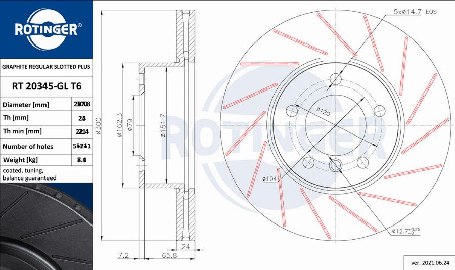 Rotinger RT 20345-GL T6 - Тормозной диск autosila-amz.com