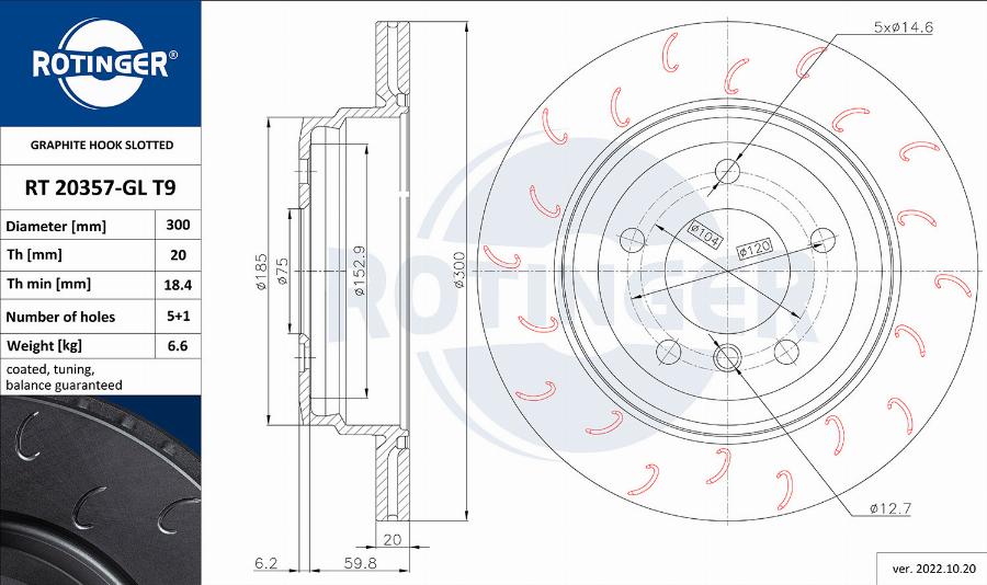 Rotinger RT 20357-GL T9 - Тормозной диск autosila-amz.com