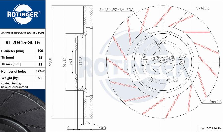 Rotinger RT 20315-GL T6 - Тормозной диск autosila-amz.com