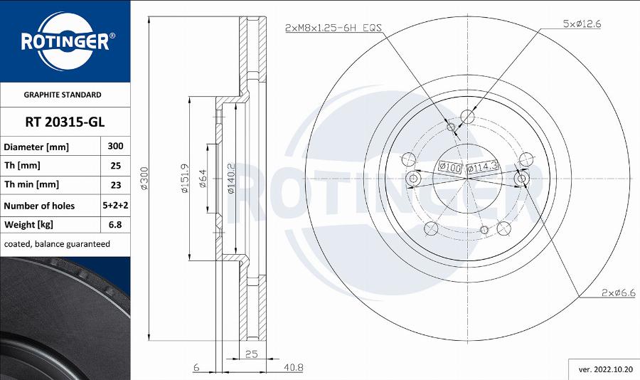 Rotinger RT 20315-GL - Тормозной диск autosila-amz.com