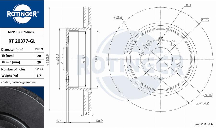 Rotinger RT 20377-GL - Тормозной диск autosila-amz.com