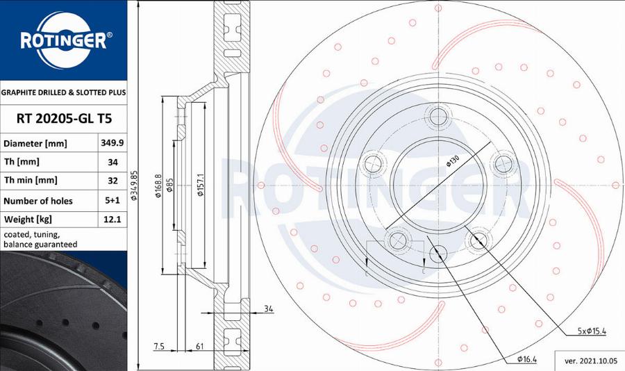 Rotinger RT 20205-GL T5 - Тормозной диск autosila-amz.com