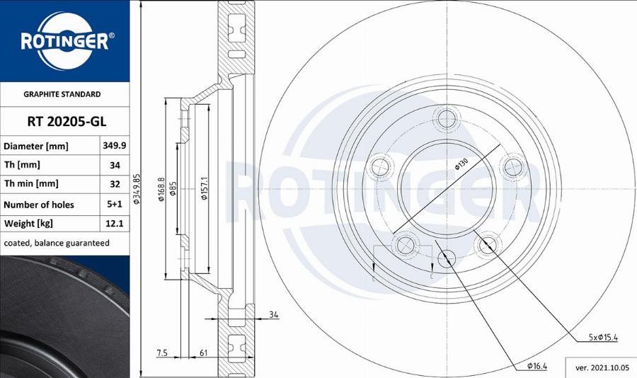 Rotinger RT 20205-GL - Тормозной диск autosila-amz.com