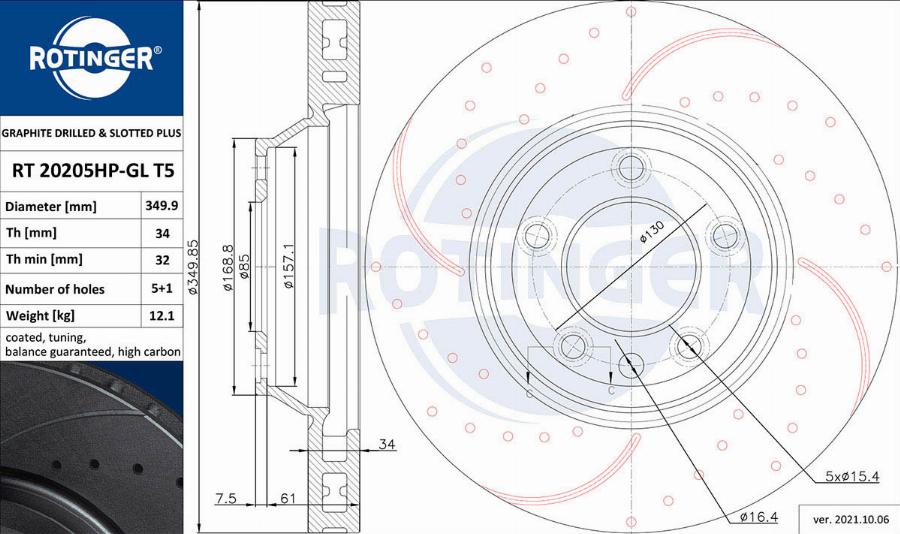 Rotinger RT 20205HP-GL T5 - Тормозной диск autosila-amz.com