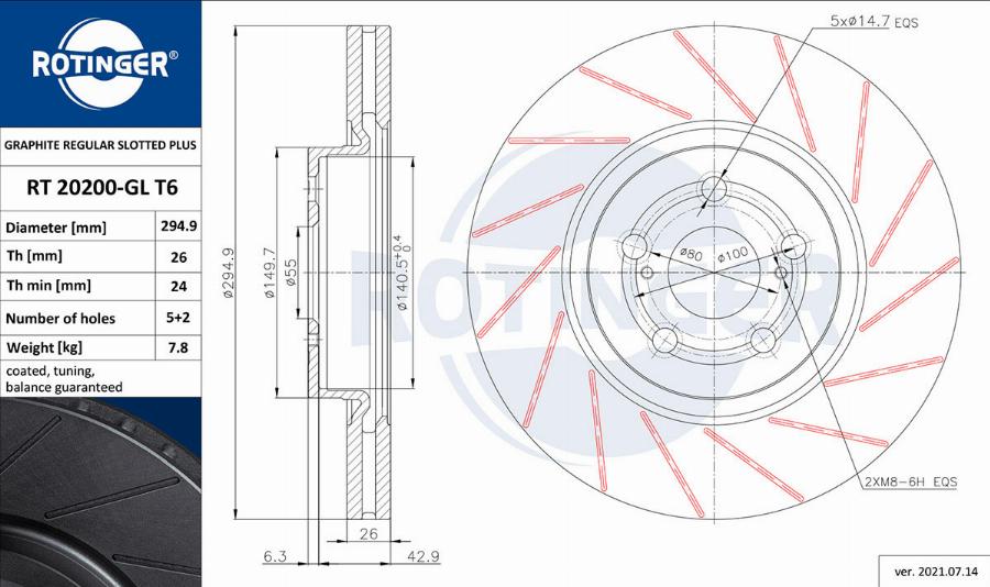 Rotinger RT 20200-GL T6 - Тормозной диск autosila-amz.com