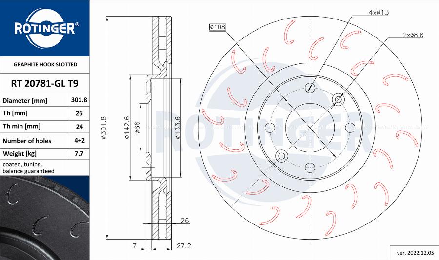 Rotinger RT 20781-GL T9 - Тормозной диск autosila-amz.com