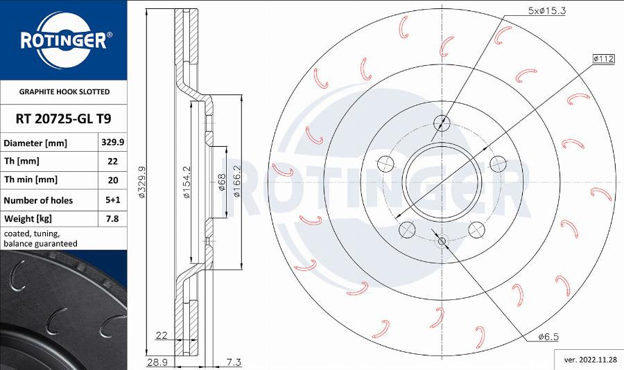 Rotinger RT 20725-GL T9 - Тормозной диск autosila-amz.com