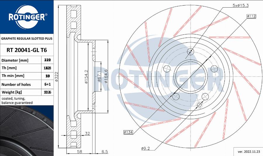 Rotinger RT 20720-GL T6 - Тормозной диск autosila-amz.com