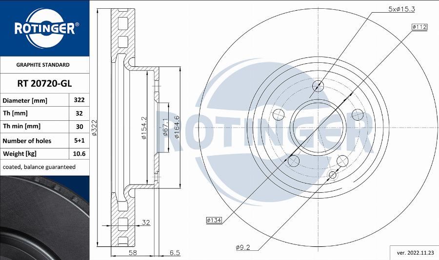 Rotinger RT 20720-GL - Тормозной диск autosila-amz.com