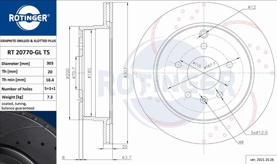 Rotinger RT 20770-GL T5 - Тормозной диск autosila-amz.com