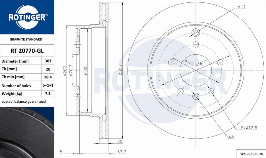 Rotinger RT 20770-GL - Тормозной диск autosila-amz.com