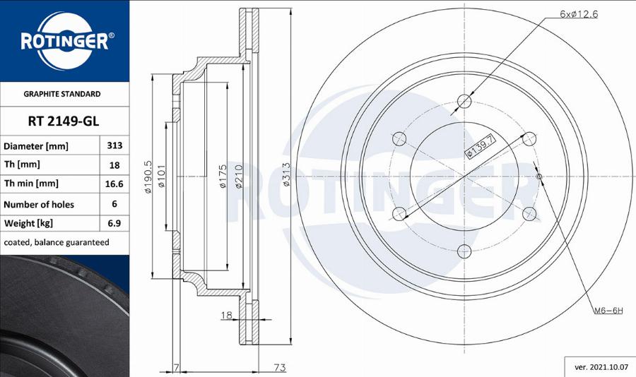 Rotinger RT 2149-GL - Тормозной диск autosila-amz.com