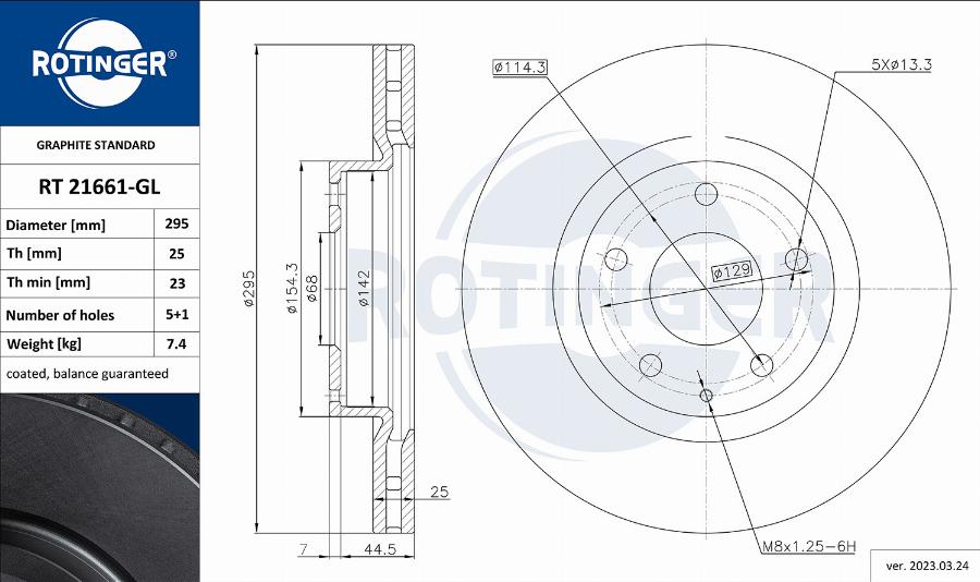 Rotinger RT 21661-GL - Тормозной диск autosila-amz.com