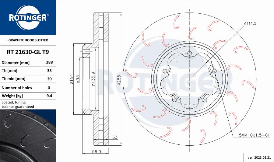 Rotinger RT 21630-GL T9 - Тормозной диск autosila-amz.com