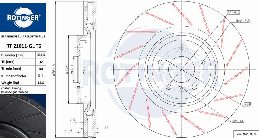 Rotinger RT 21011-GL T6 - Тормозной диск autosila-amz.com