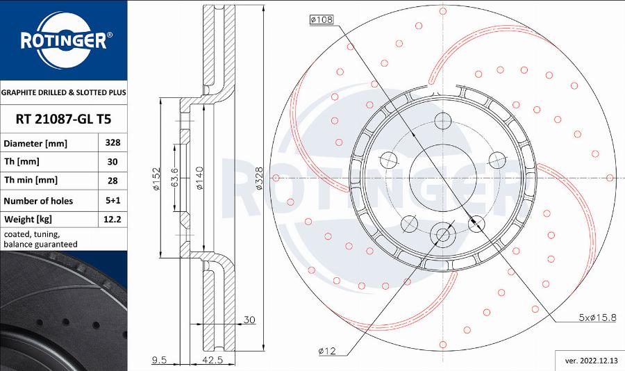 Rotinger RT 21087-GL T5 - Тормозной диск autosila-amz.com