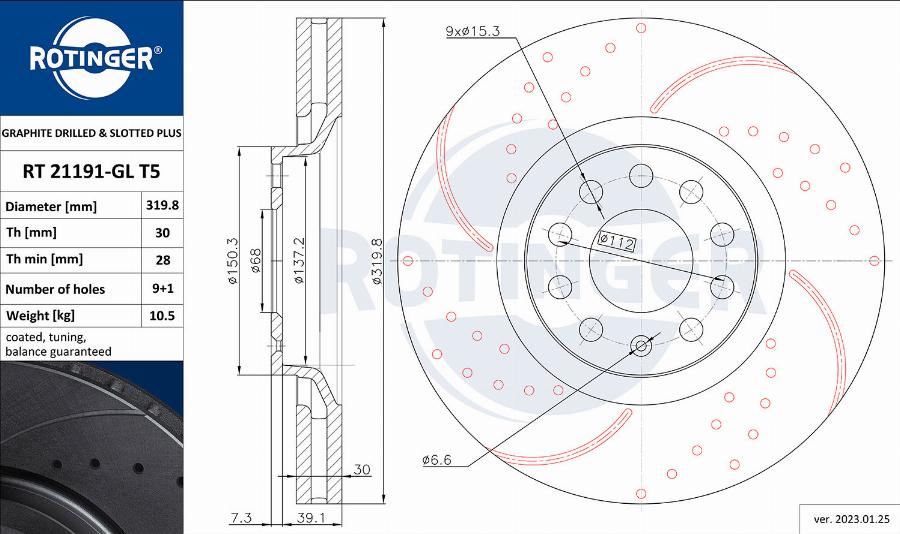 Rotinger RT 21191-GL T5 - Тормозной диск autosila-amz.com