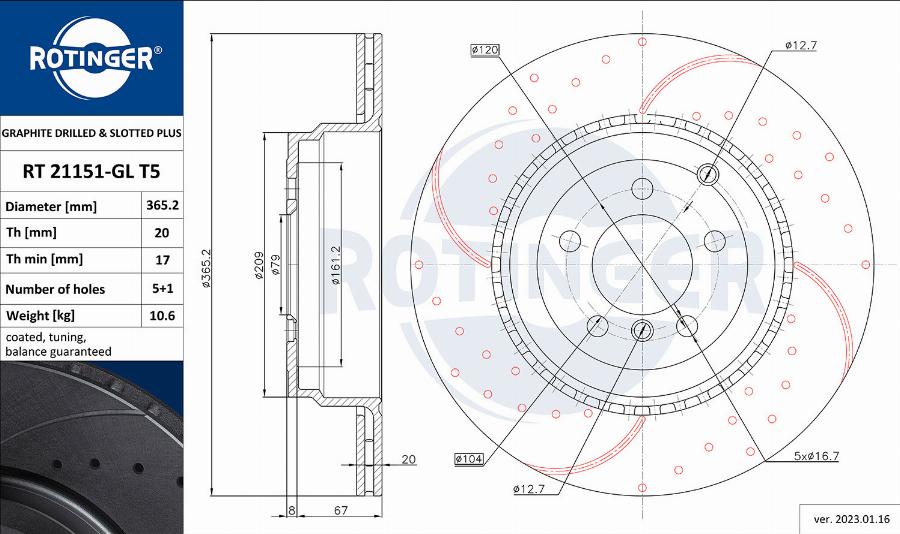 Rotinger RT 21151-GL T5 - Тормозной диск autosila-amz.com