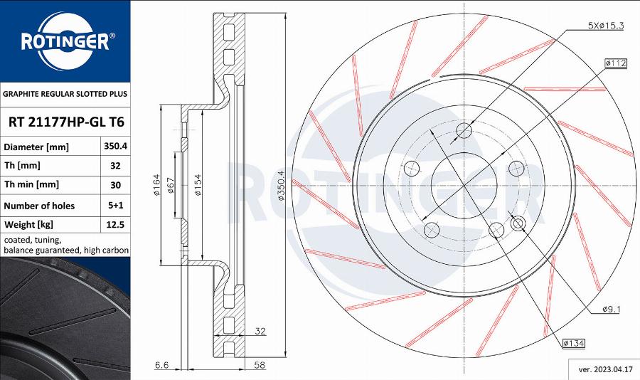 Rotinger RT 21177HP-GL T6 - Тормозной диск autosila-amz.com