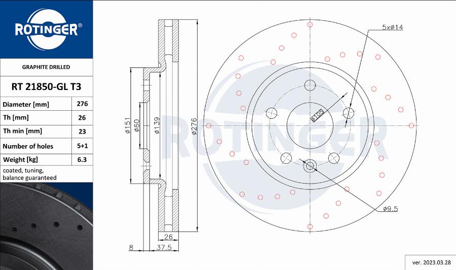 Rotinger RT 21850-GL T3 - Тормозной диск autosila-amz.com