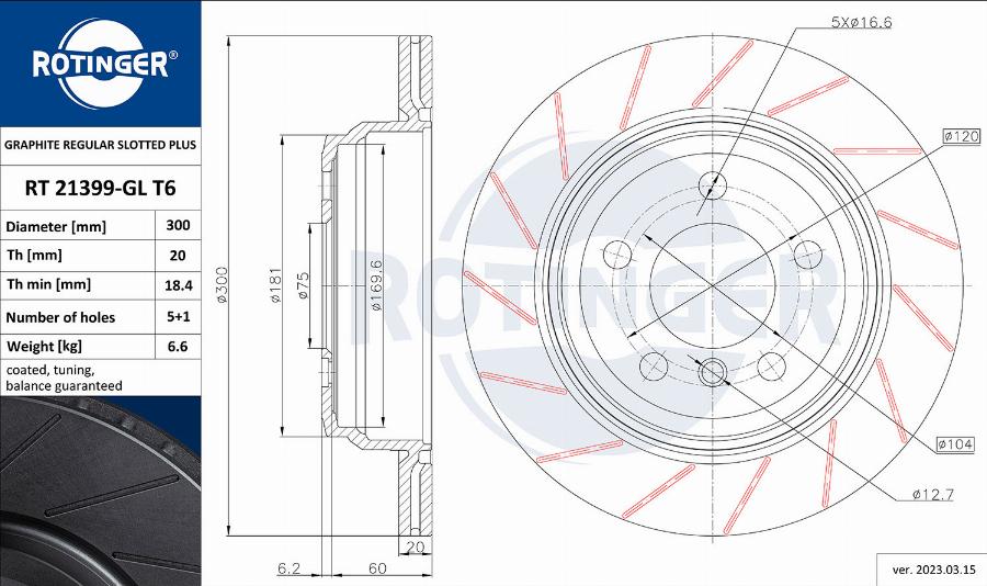 Rotinger RT 21399-GL T6 - Тормозной диск autosila-amz.com