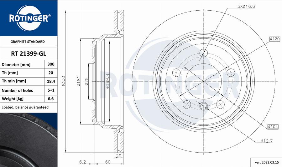 Rotinger RT 21399-GL - Тормозной диск autosila-amz.com