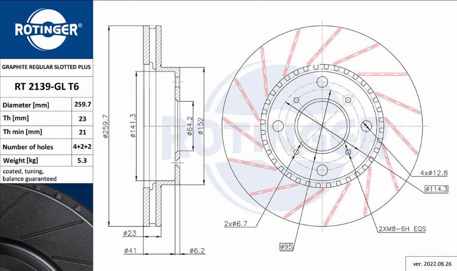 Rotinger RT 2139-GL T6 - Тормозной диск autosila-amz.com