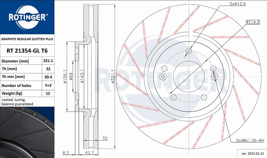 Rotinger RT 21354-GL T6 - Тормозной диск autosila-amz.com